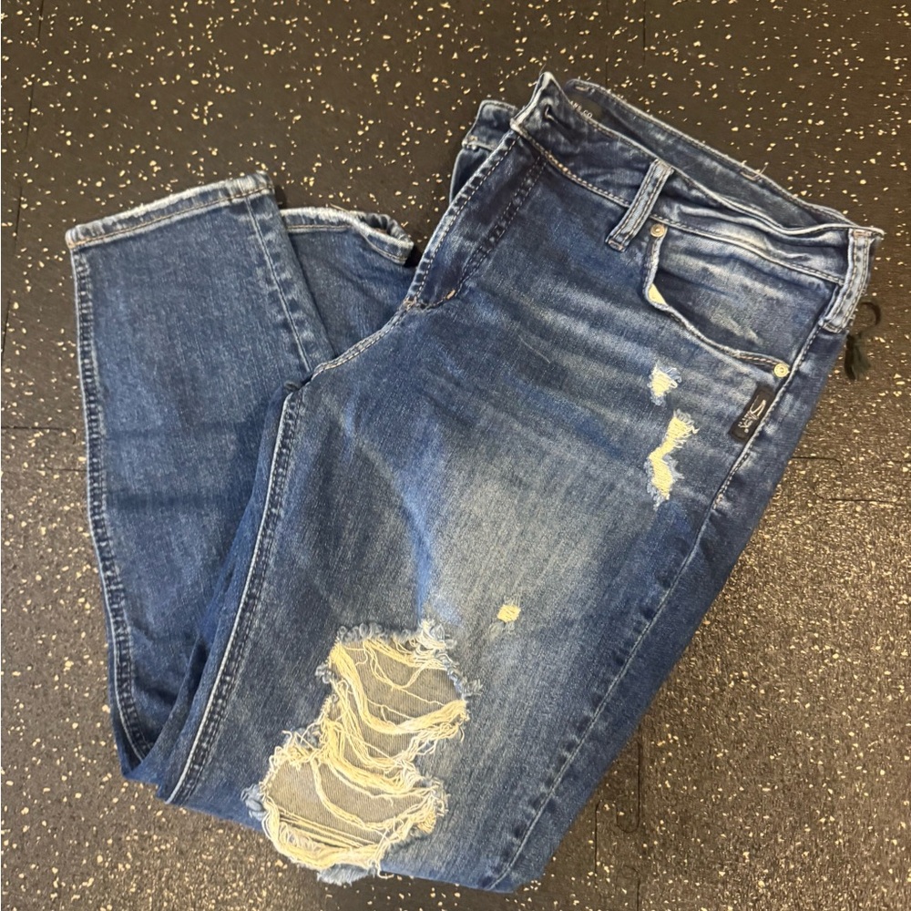 Distressed Blue Jeans